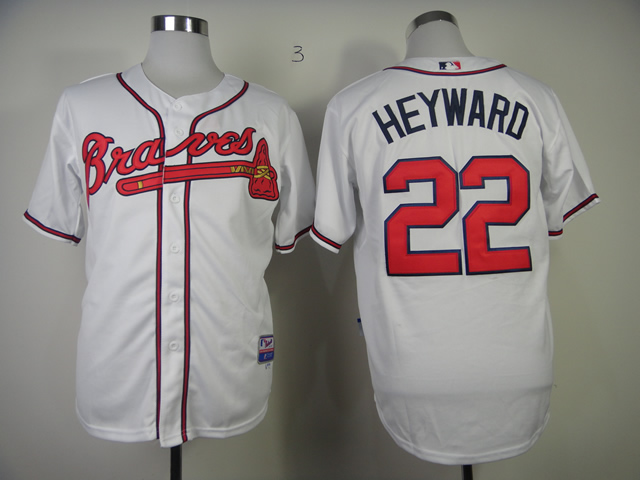 Men Atlanta Braves 22 Heyward White MLB Jerseys